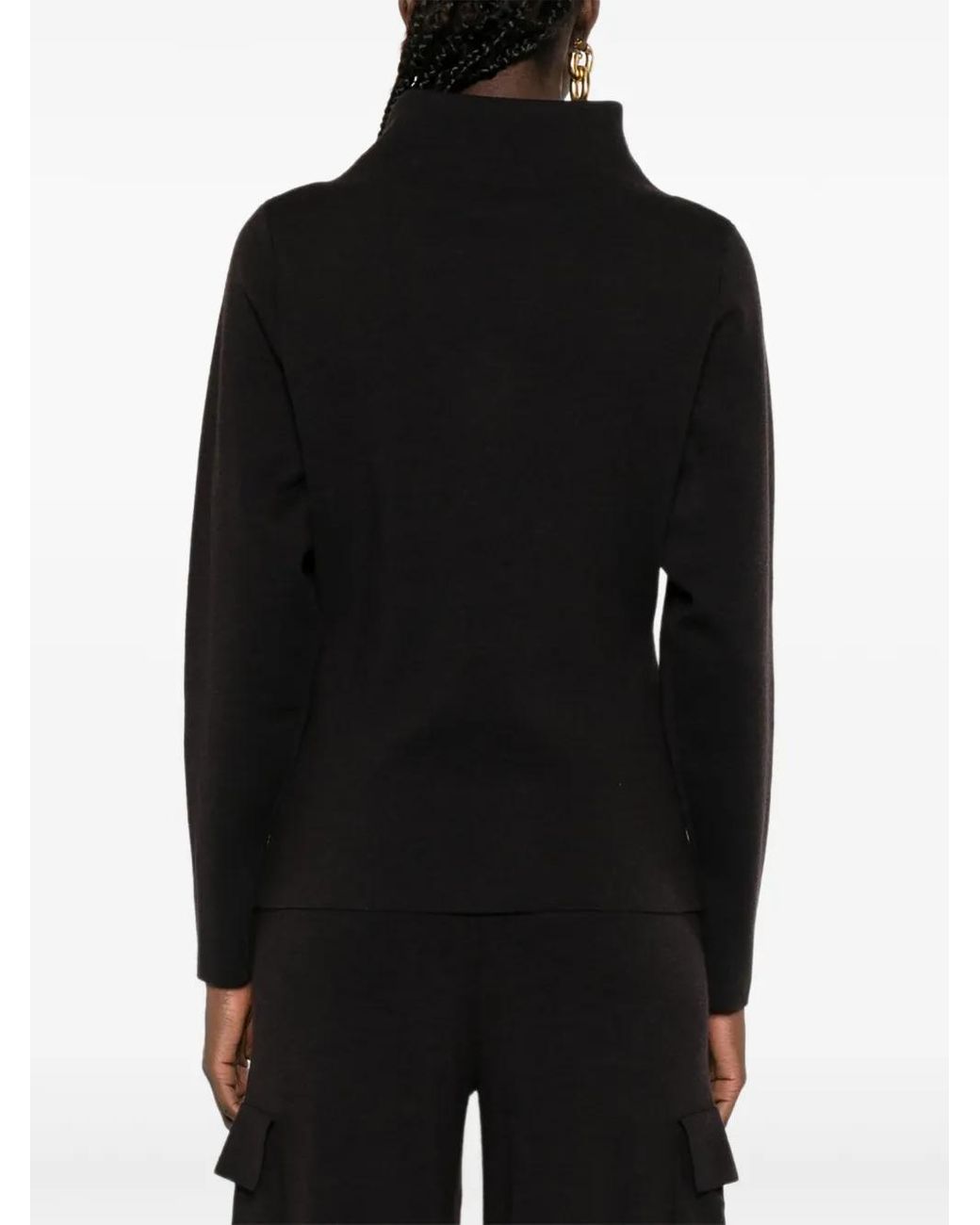 P.A.R.O.S.H. Black High-Neck Long-Sleeve Sweater