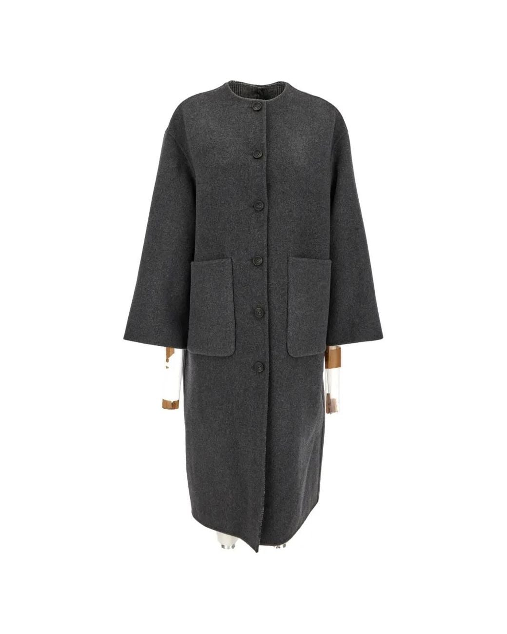 EMMA & GAIA Black Button-Fastening Patch-Pocket Coat