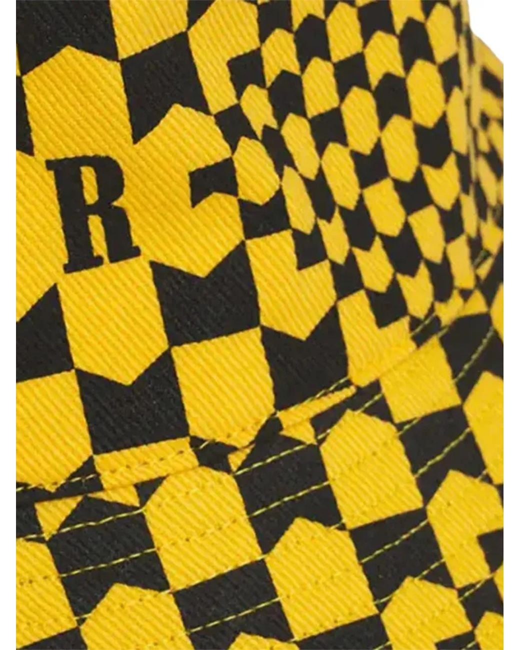 Rhude Yellow Checked Monogram-Pattern Bucket Hat