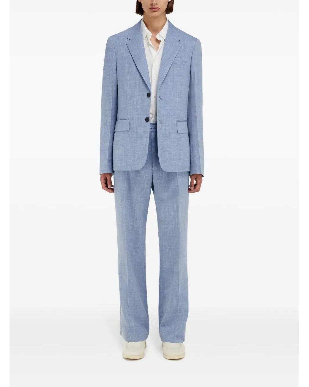 Ferragamo Blue Single-Breasted Blazer for men