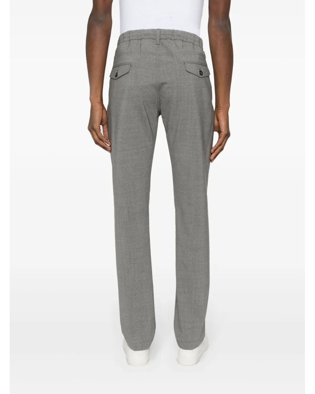 Eleventy Gray Pressed-Crease Trousers for men