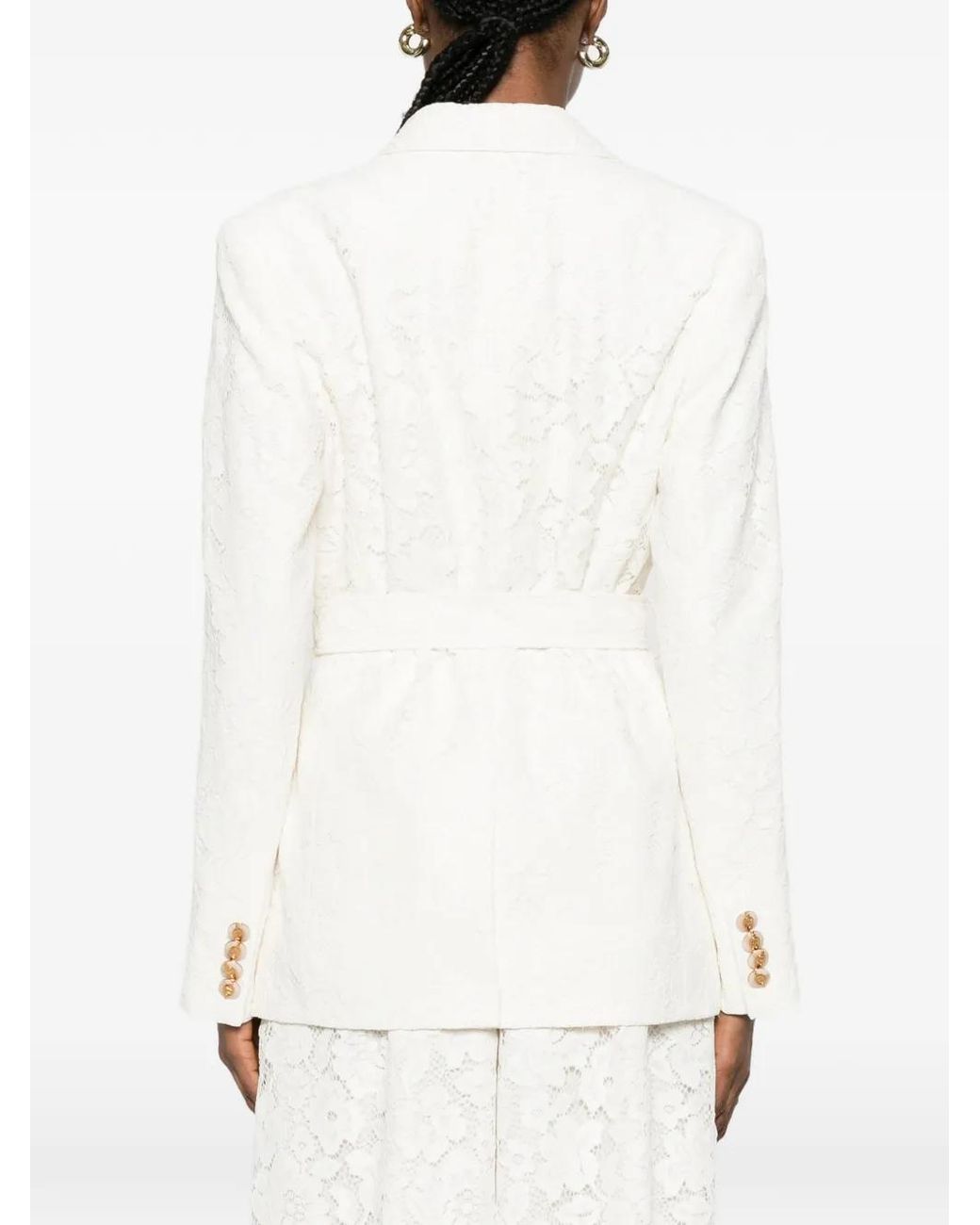 Zimmermann White Luna Lace Belted Blazer