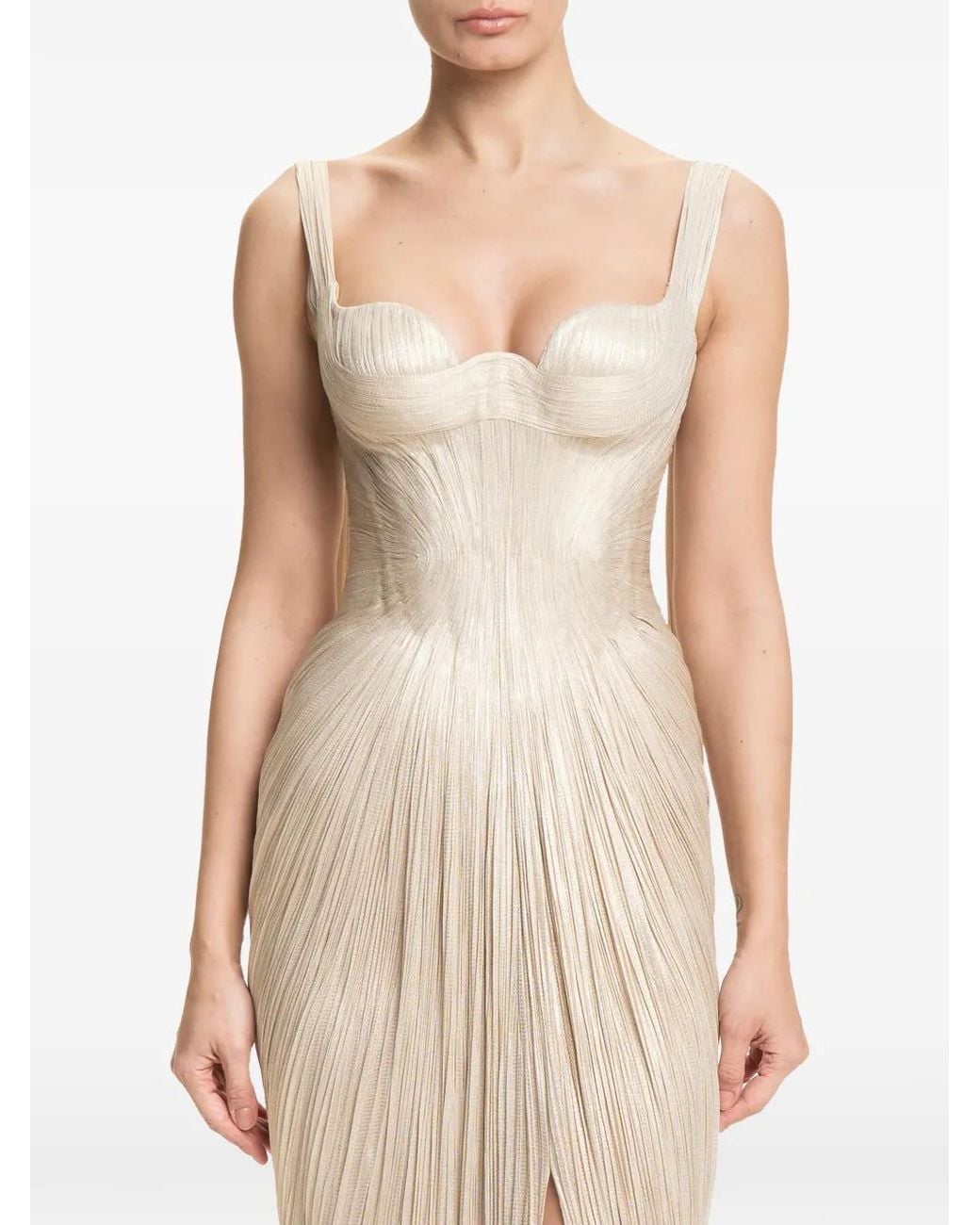 Maria Lucia Hohan White Anais Pleated Maxi Dress