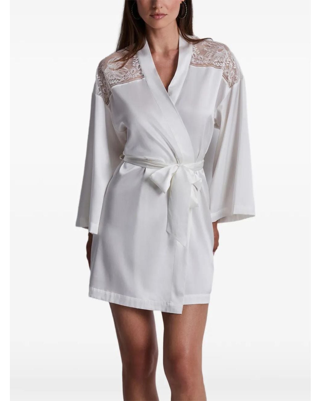 Aubade Gray Lace-Panelled Midnight Whisper Dressing Gown