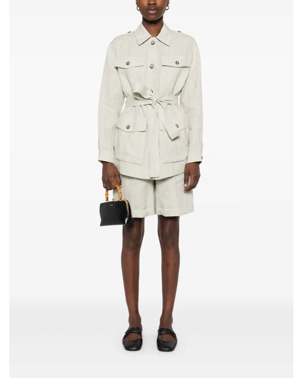 Peserico White Belted Jacket