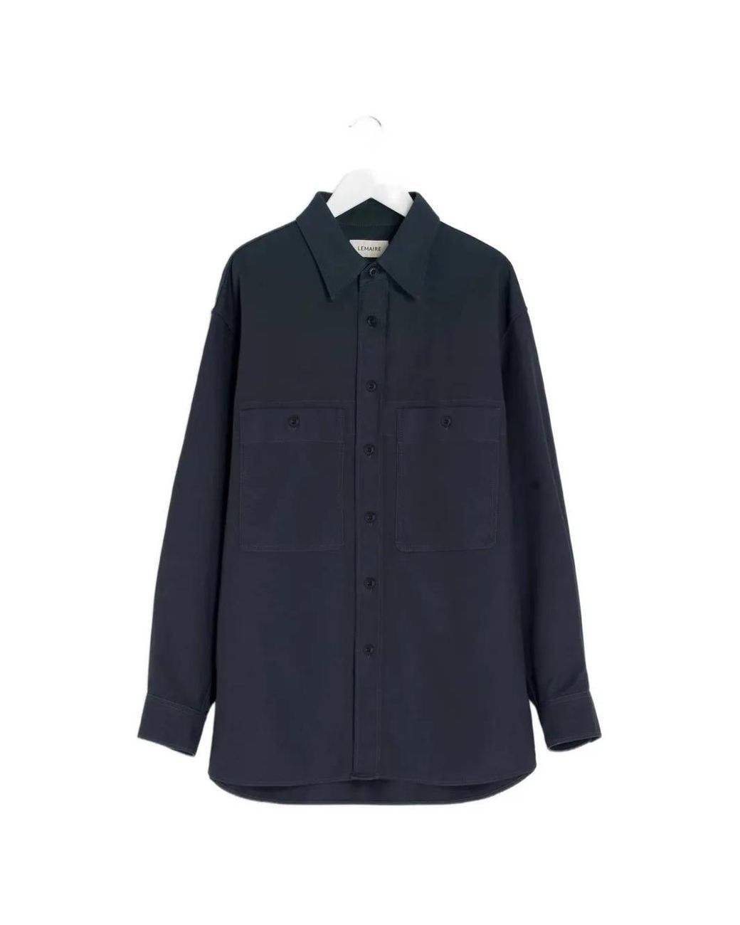 Lemaire Blue Patch-Pocket Twill Overshirt for men