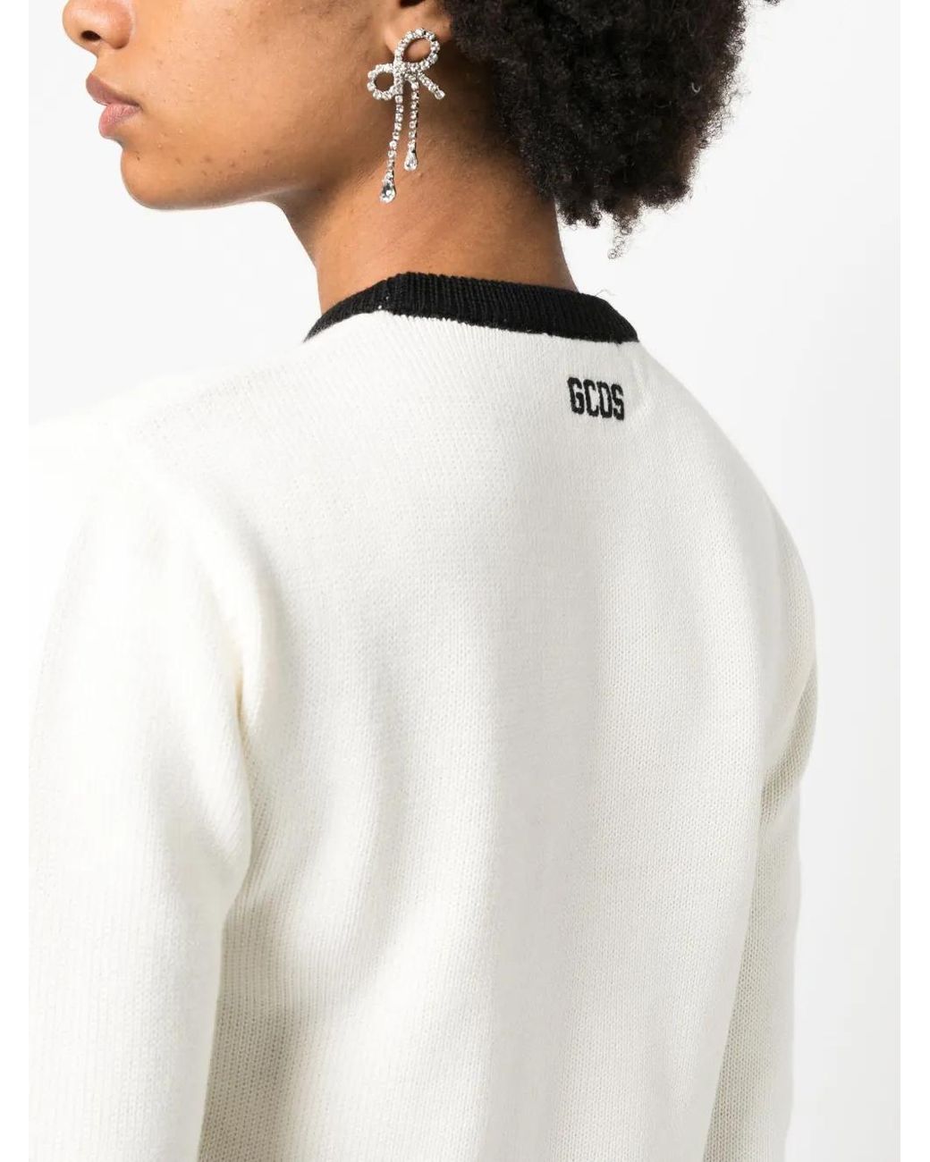 Gcds White Pullover Mit Jacquardmuster