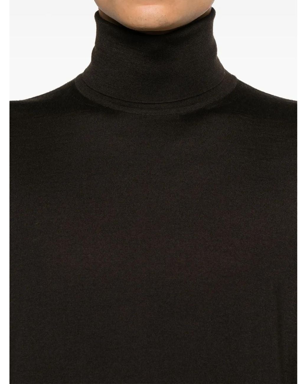 Zegna Black Cashmere-Silk Blend Roll-Neck Sweater for men