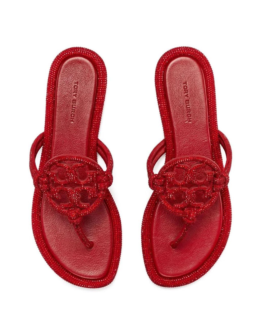 Tory Burch Red Miller Pavé Knotted Sandals