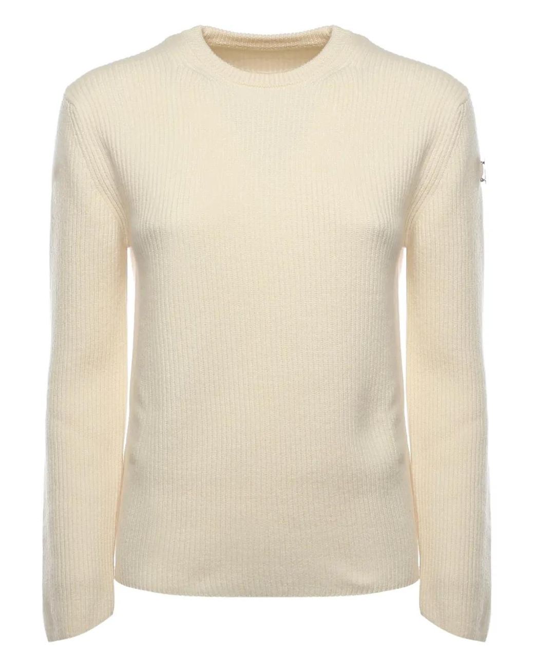 Moncler Natural Virgin Wool Crew Neck Sweater