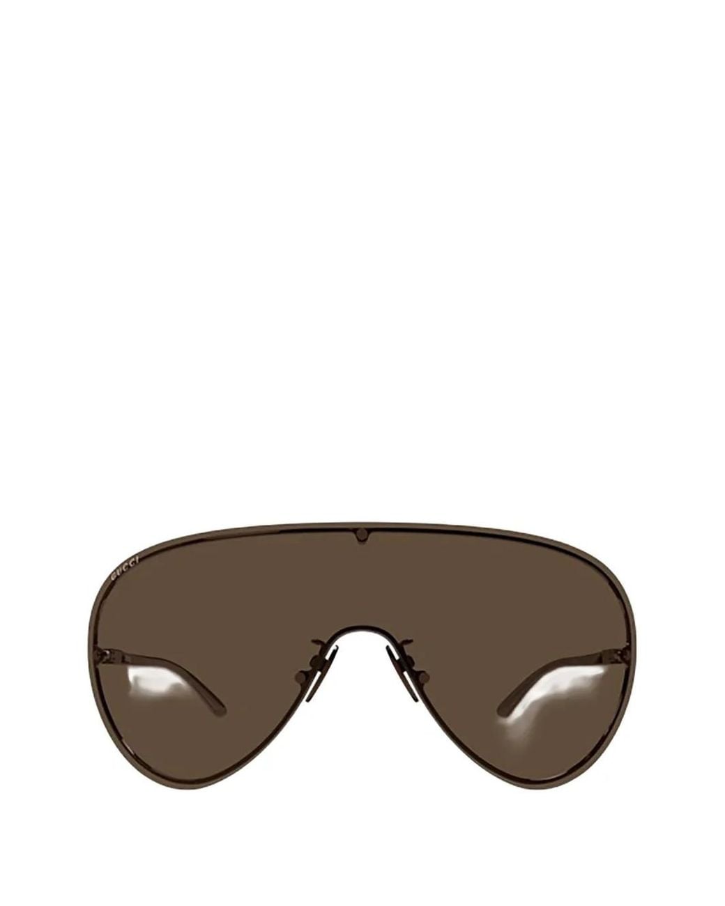 Gucci Brown Oversized Shield-Frame Sunglasses