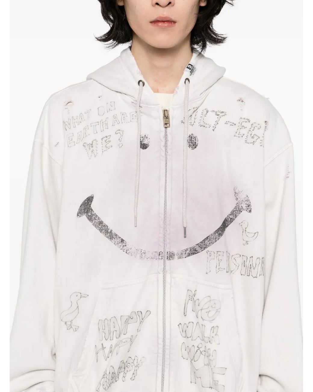 【MIHARAYASUHIRO】Bleached Smily Face Print Zip-up フーディ Maison MIHARA YASUHIRO ONLINE STORE（ミハラヤスヒロ
