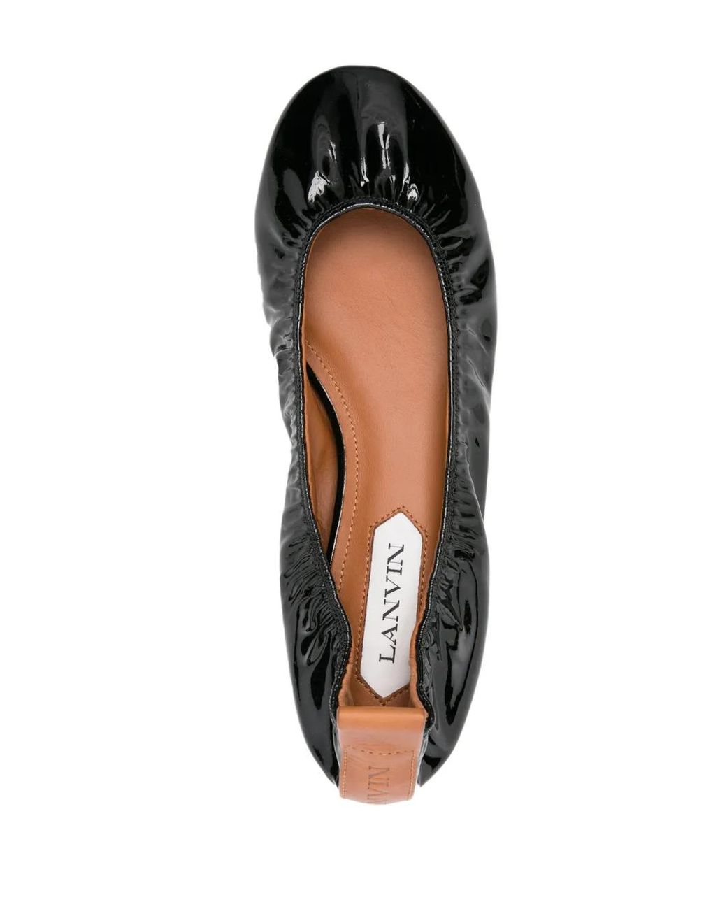 Lanvin Black Elegant Patent Leather Slip-On Flats For