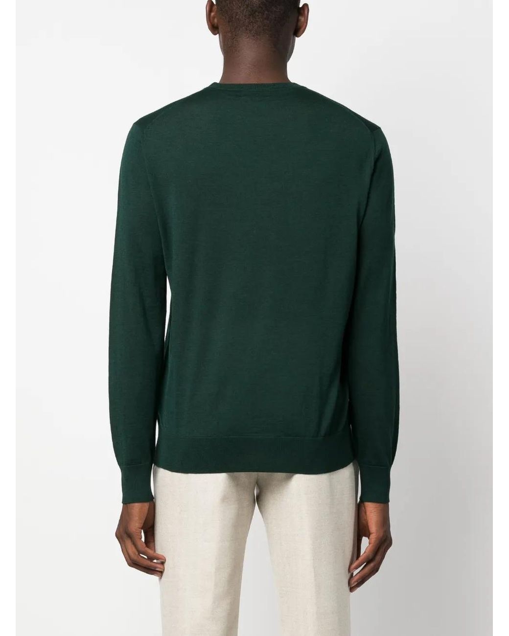Ballantyne Green Crew-Neck Wool Jumper for men
