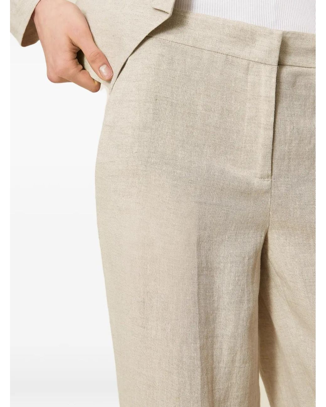 Twinset White Wide Linen Trousers With Lurex