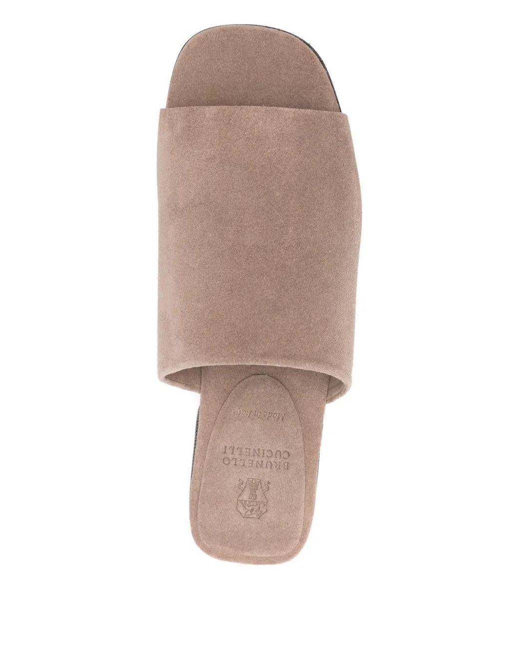 Brunello Cucinelli Brown Shore Suede Leather Flat Sandals