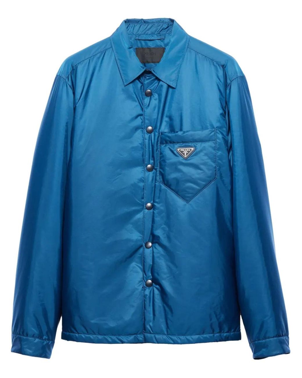 Camisa Con Logo Triangular Prada de hombre de color Blue