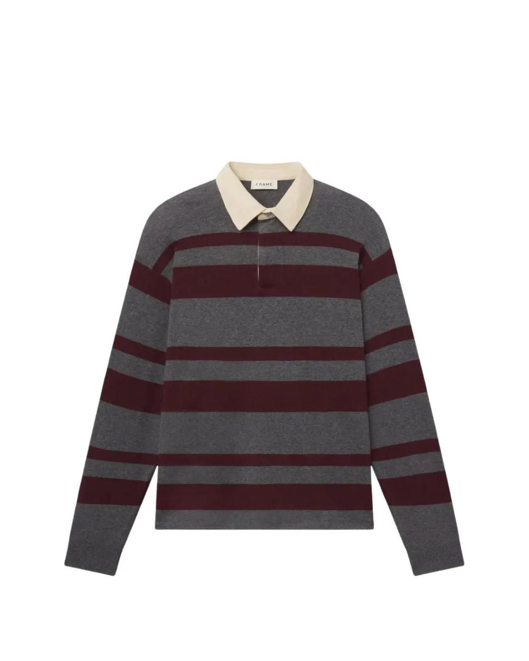 FRAME Gray Striped Polo-Collar Sweater for men