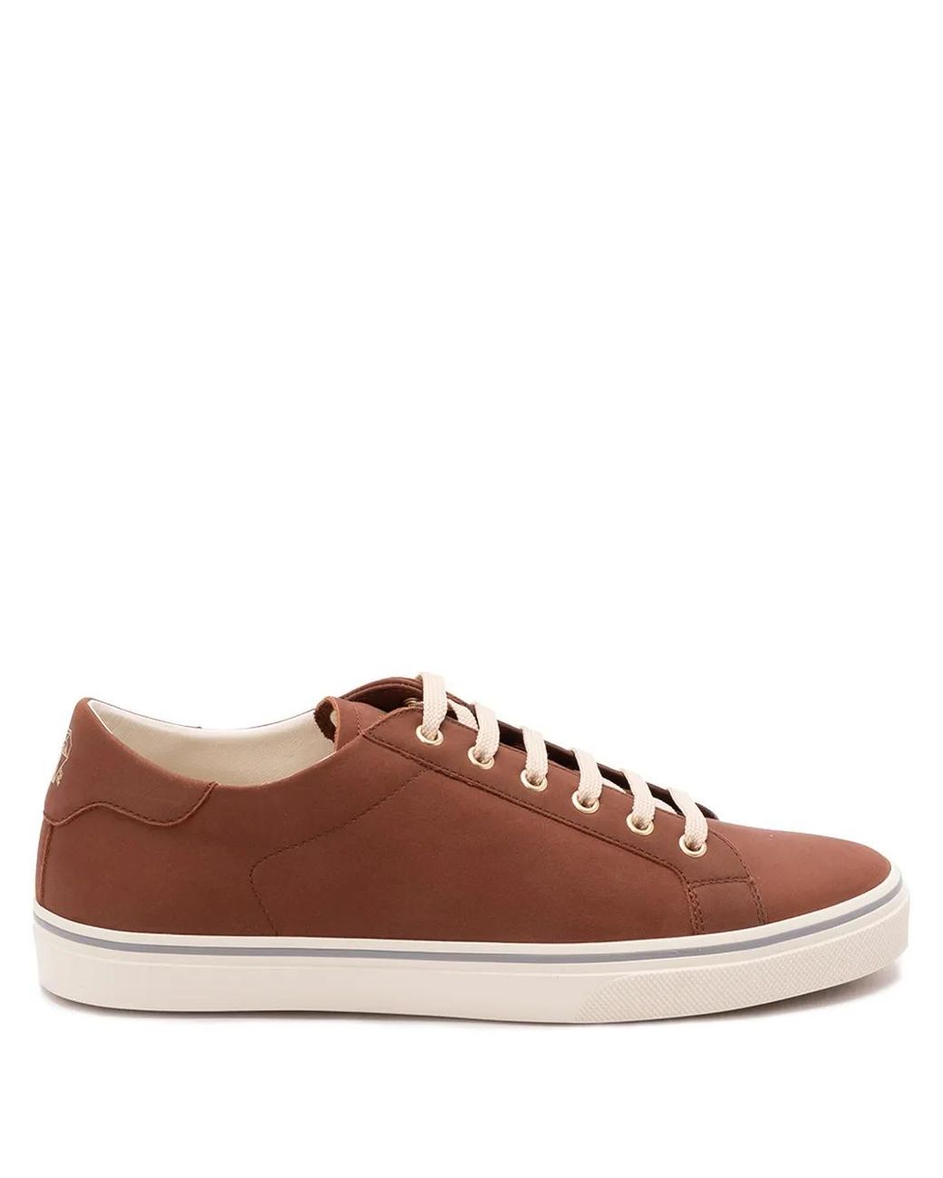 Brunello Cucinelli Brown Leather Lace-Up Fastening Sneakers for men