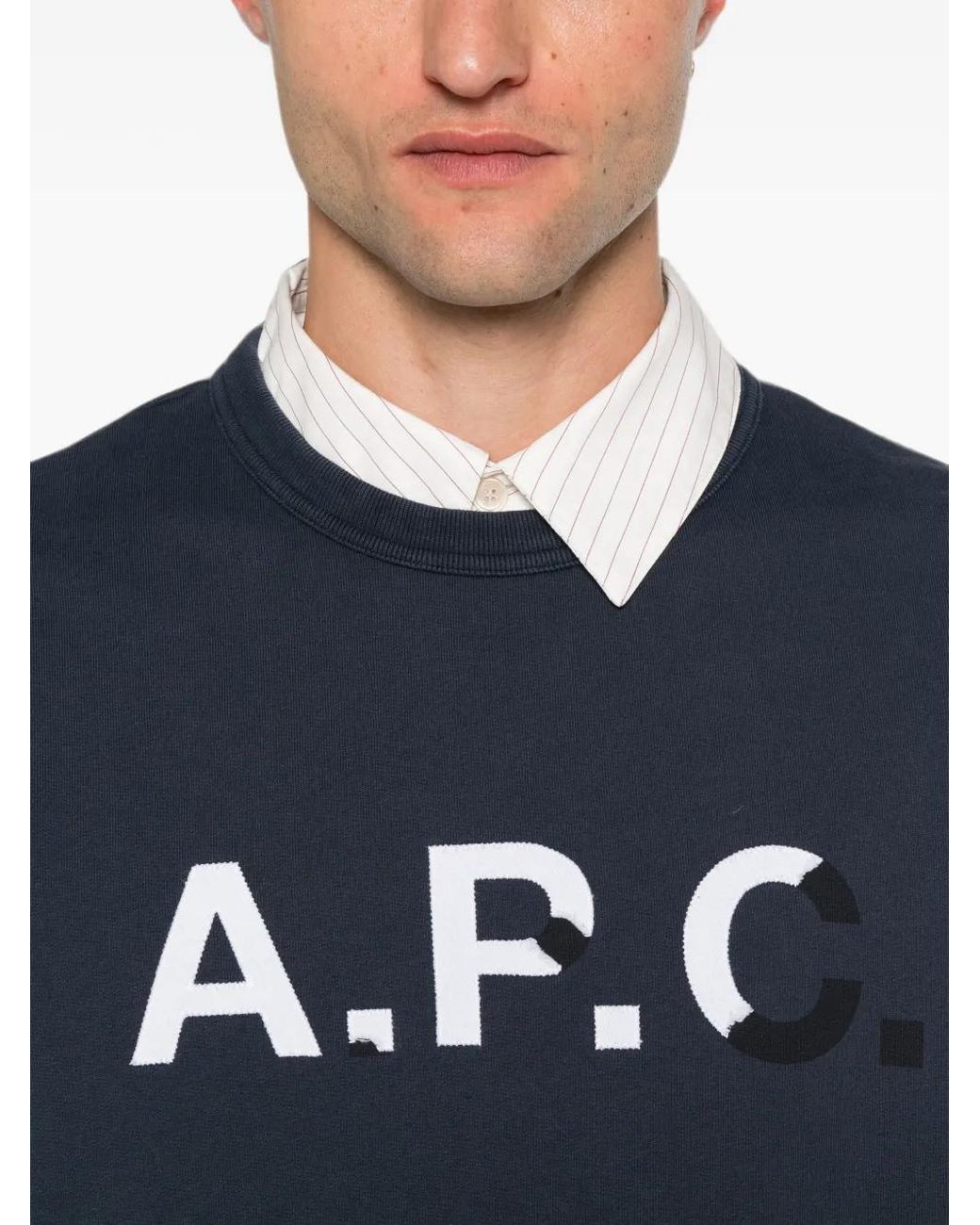 A.P.C. Blue Sweatshirt With A.P.C Logo for men