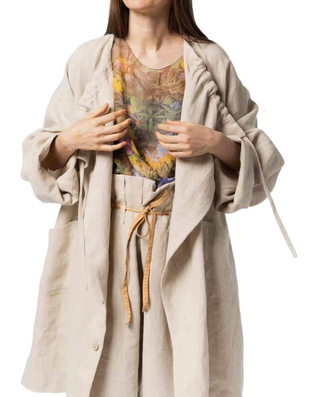Anntian White Patch-Pocket Trench Coat