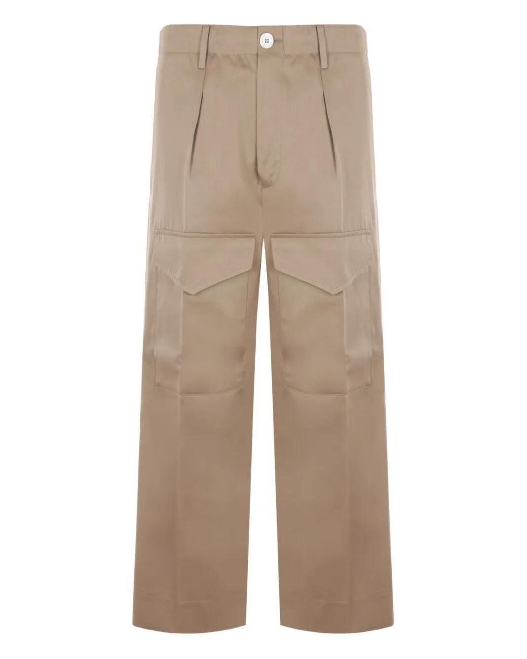 Setchu Natural Cropped Cotton Cargo Trousers