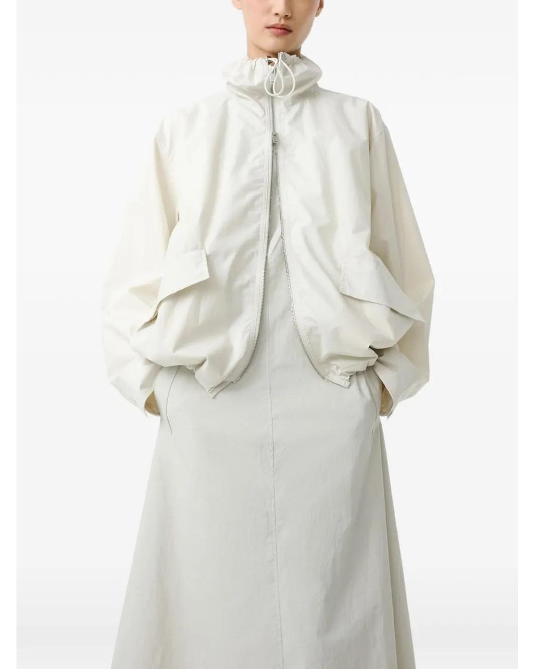 Studio Nicholson White Lismore Drawcord Collar Jacket