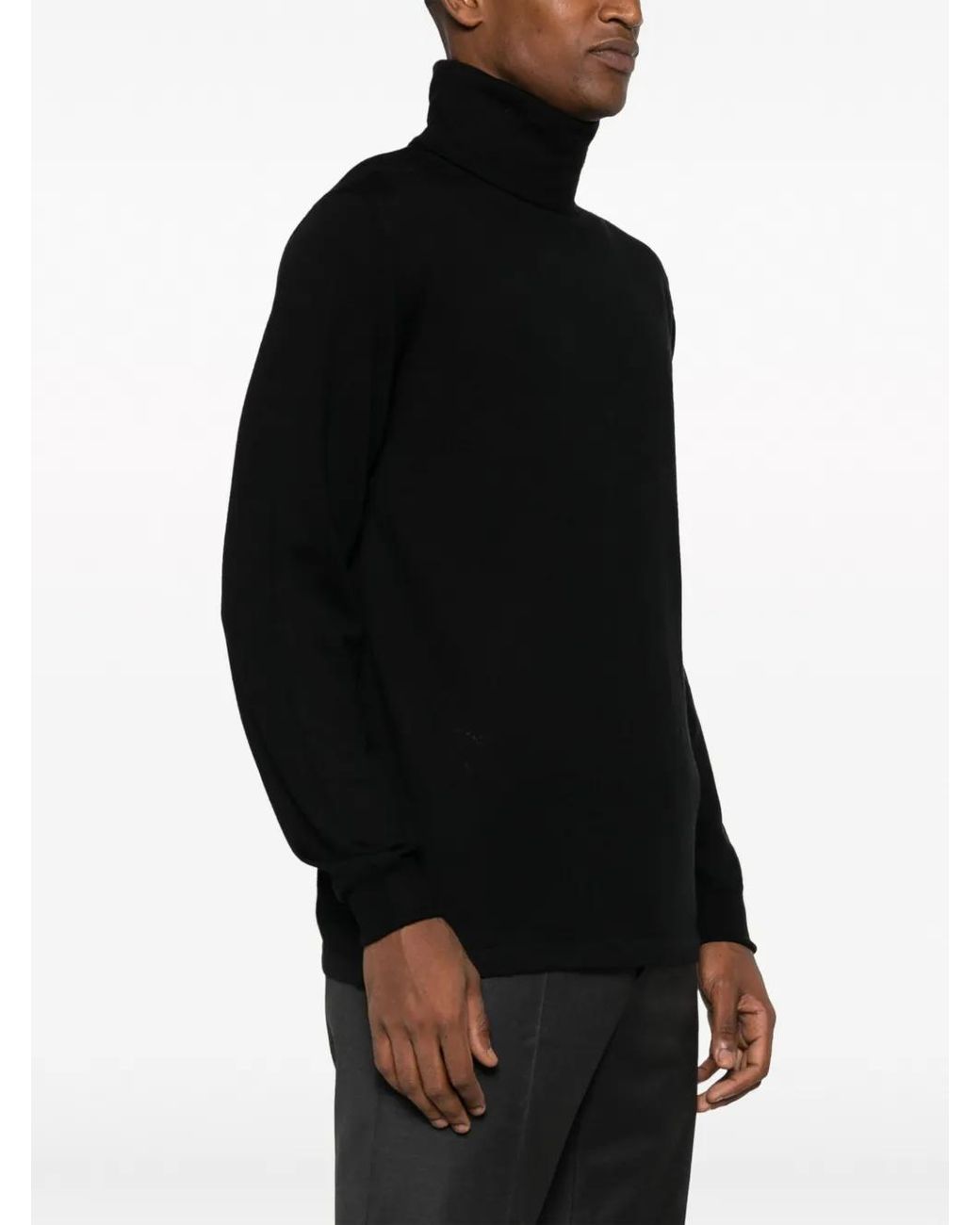 Eraldo Black Roll-Neck Wool-Blend Jumper for men