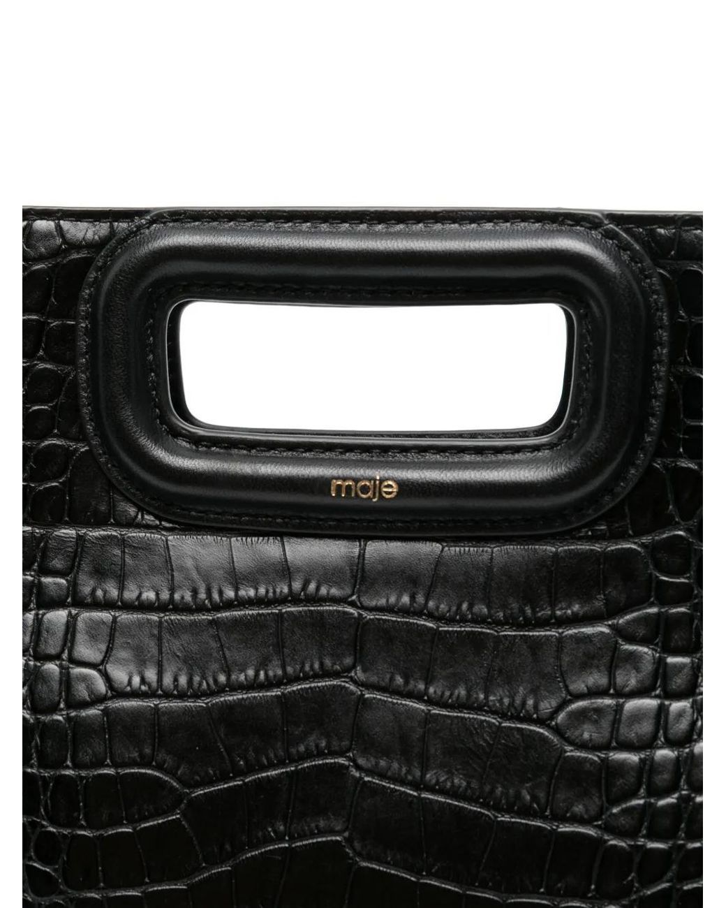 Maje Black Crocodile-Effect Leather M Bag
