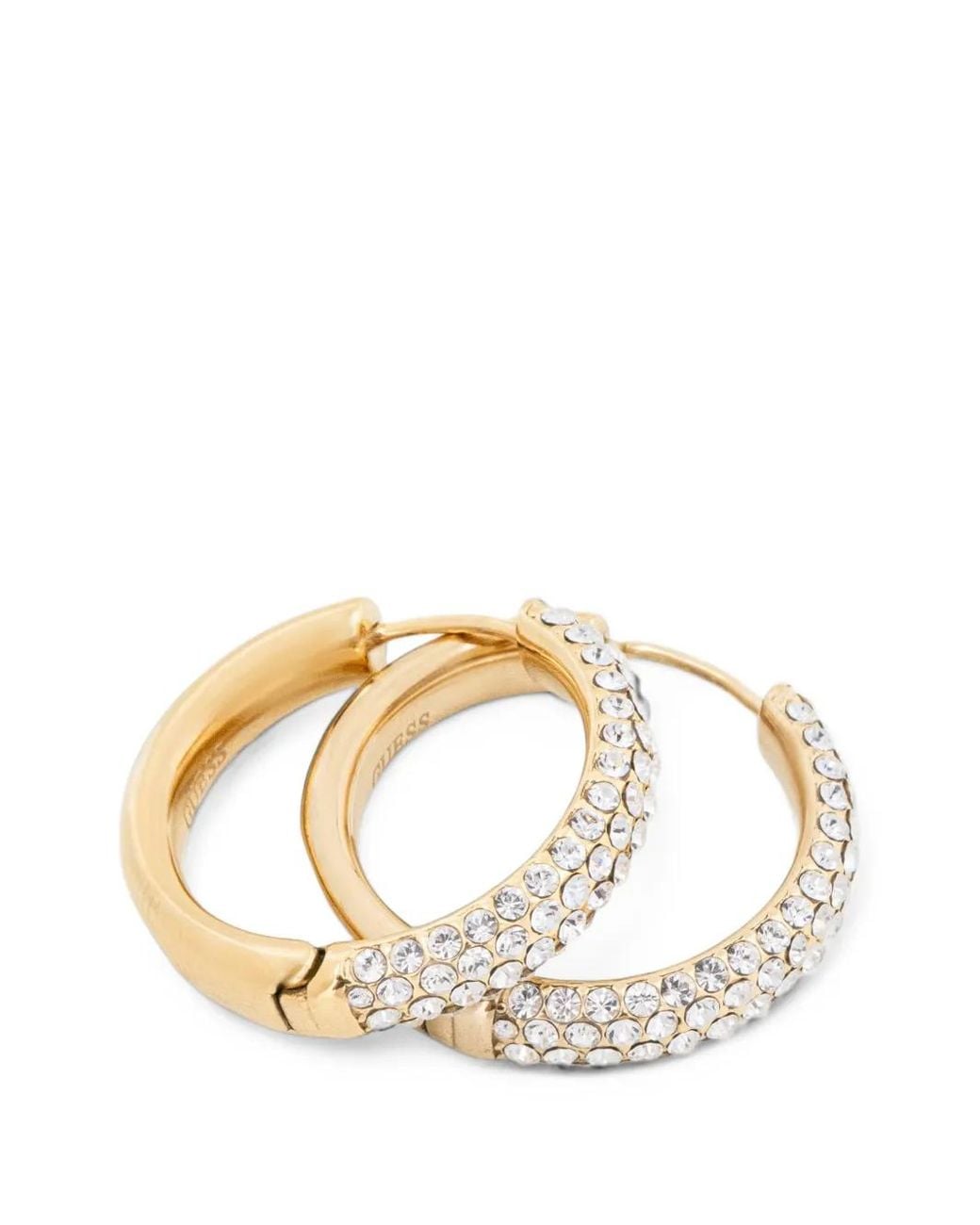 Guess Metallic Crystal-Embellished Hoop Earrings