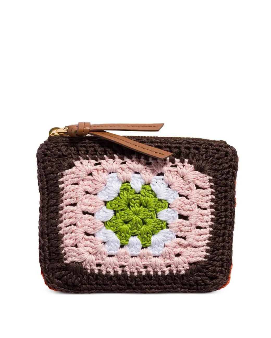 Miu Miu Brown Crochet Zipper Pouch