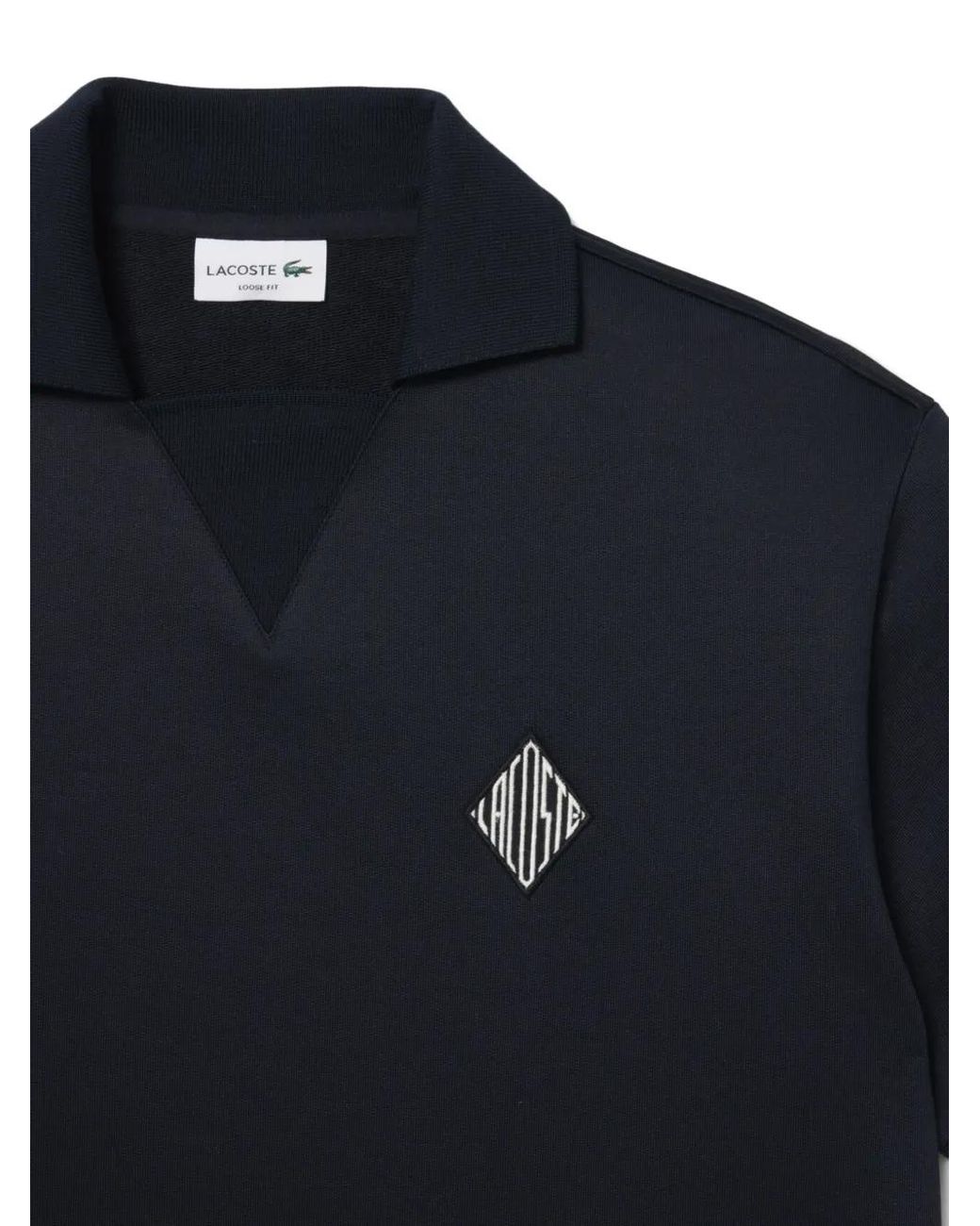 Lacoste Blue Loose Fit Badge Accent Fleece Polo Shirt for men