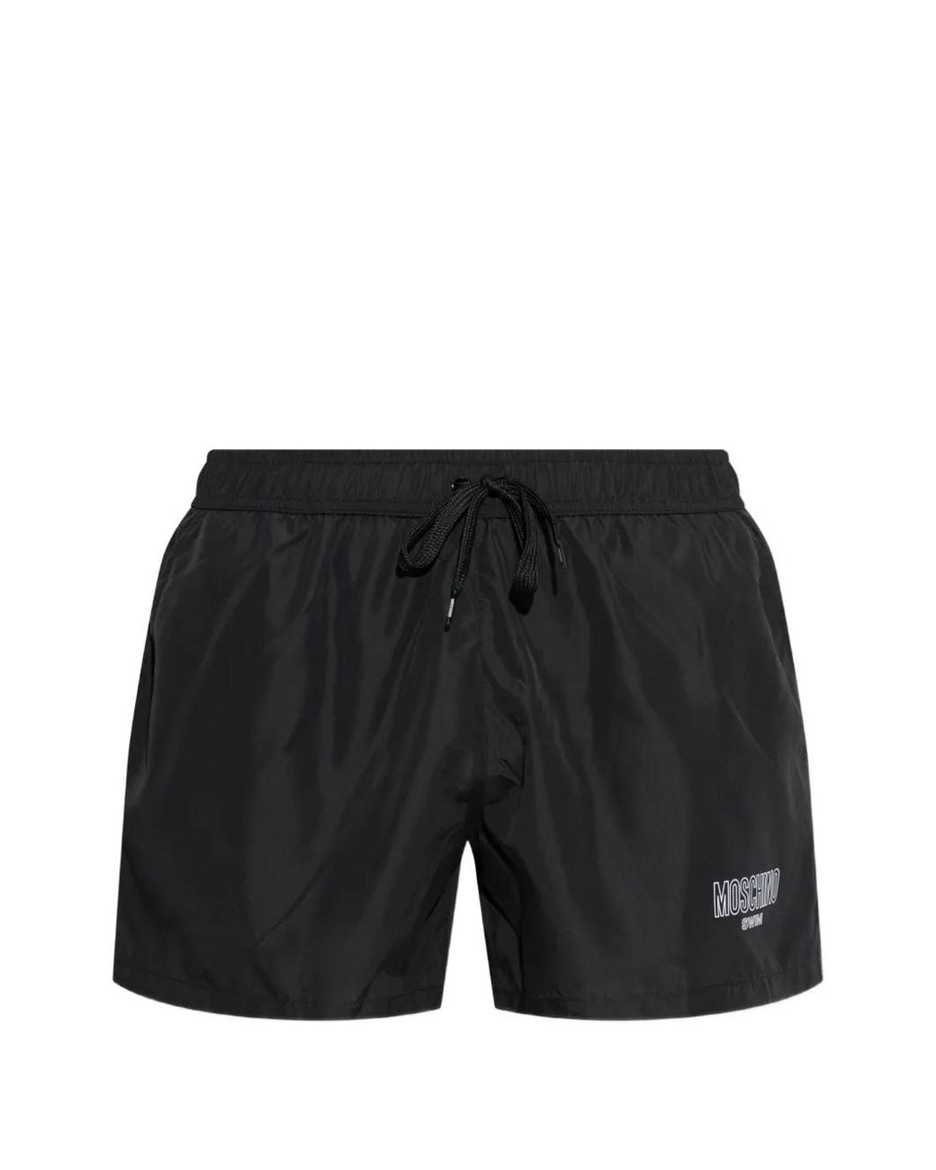 Moschino Black Logo-Print Drawstring Swim Shorts for men