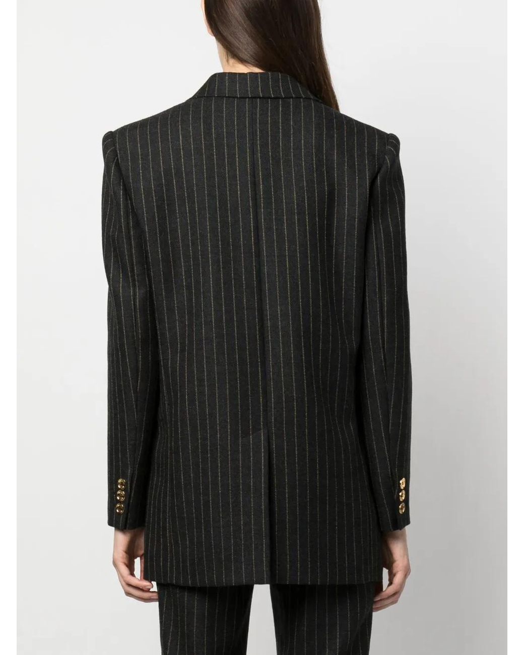 Moschino Black Pinstripe Wool Double-Breasted Blazer