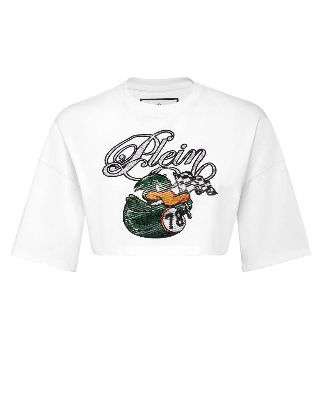 Philipp Plein White Rhinestone-Embellished T-Shirt