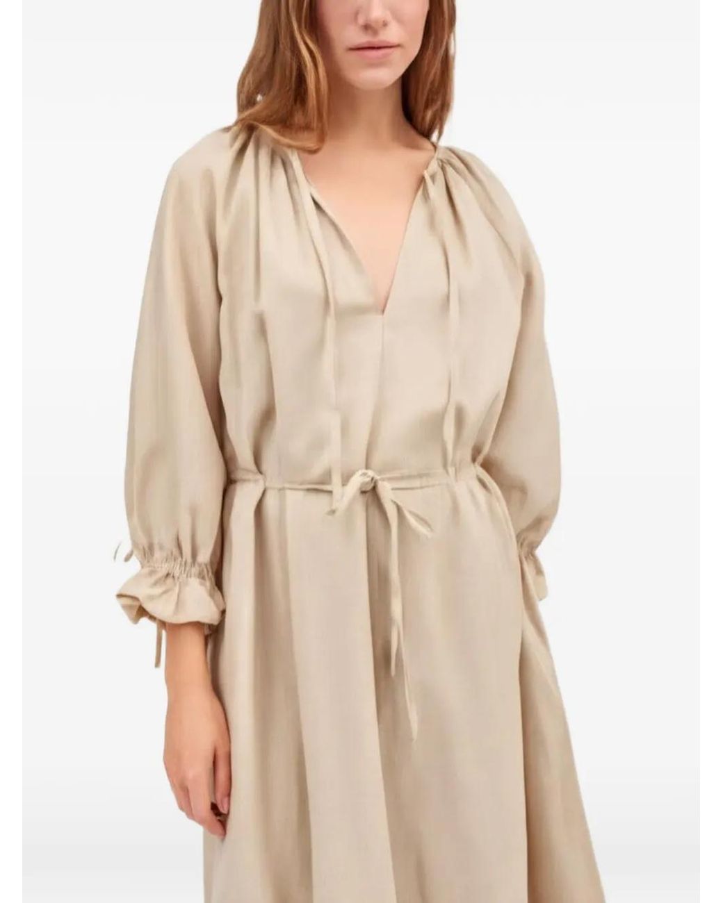 Skall Studio Natural Benedette Ruffled Tie-Fastening Maxi Dress