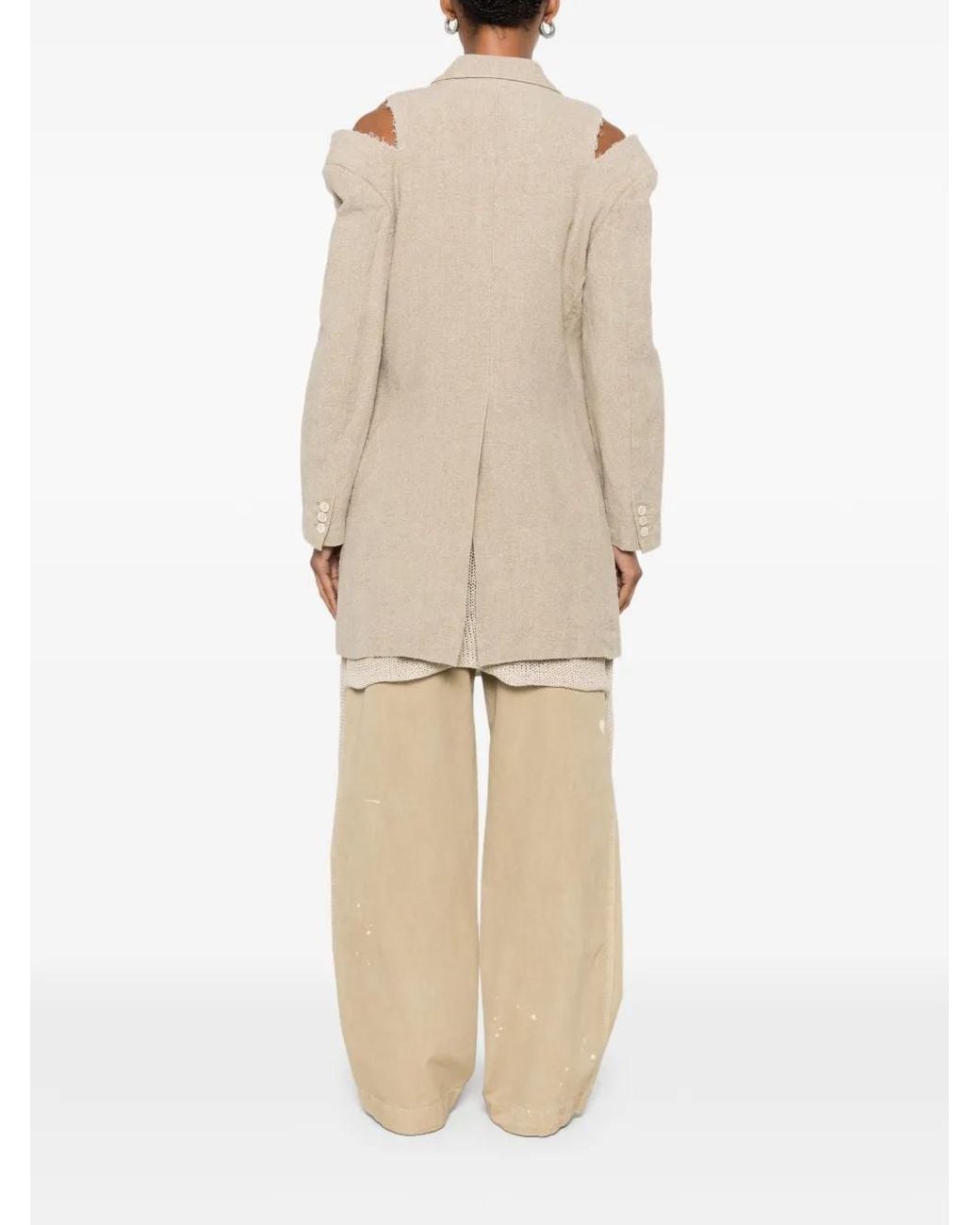 Comme des Garçons Natural Cut-Out Frayed Coat