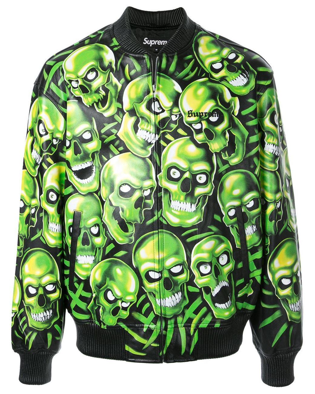 Supreme Skull Pile Leather Bomber Jacket in Green for Men | Lyst