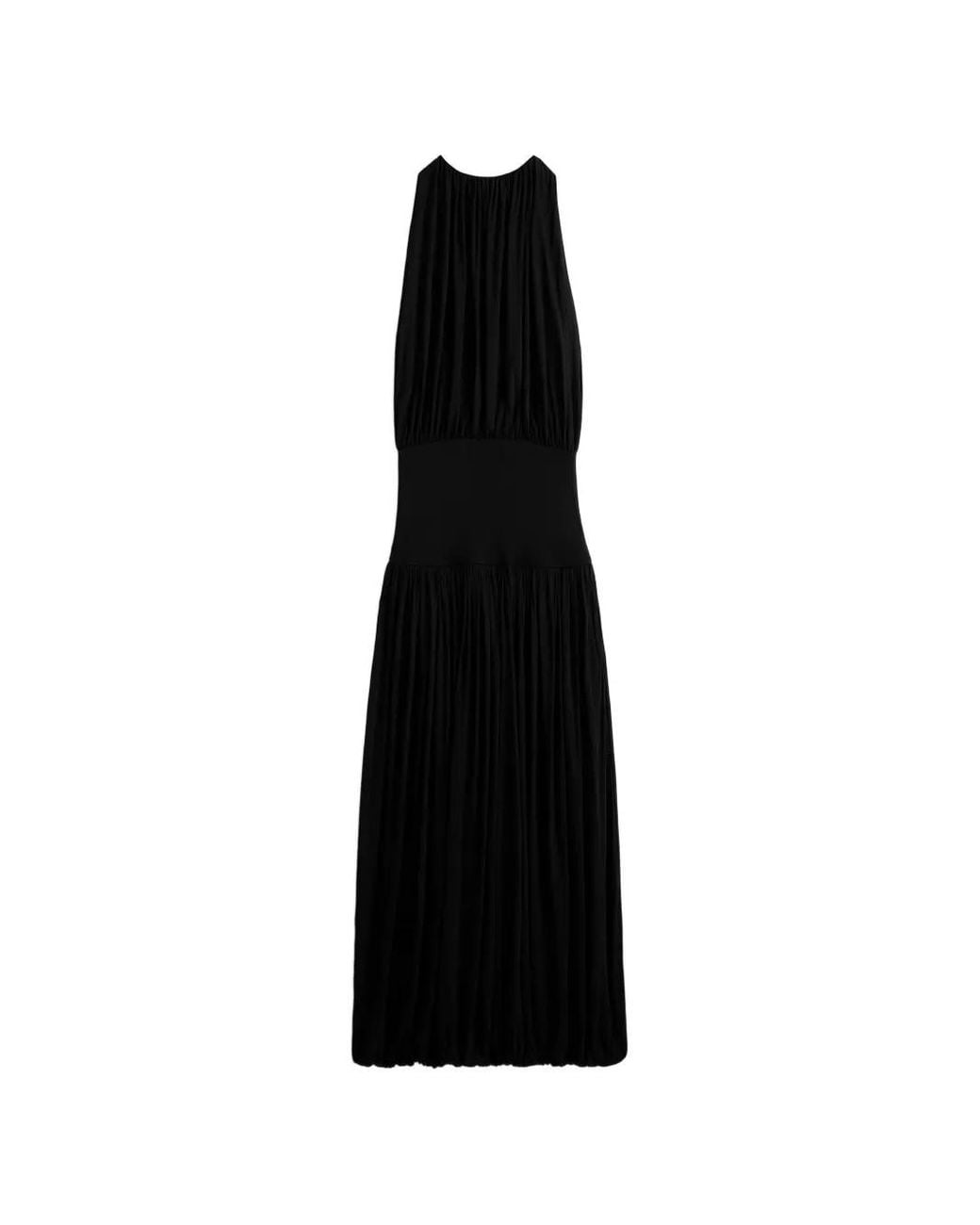 Totême Black Gathered Long Dress