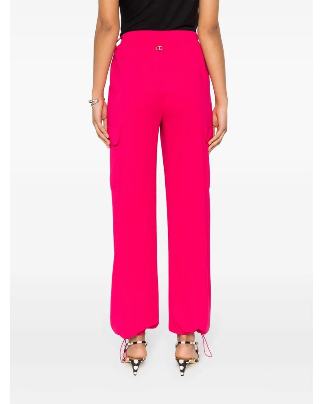 Twinset Straight Cargo Broek in het Pink