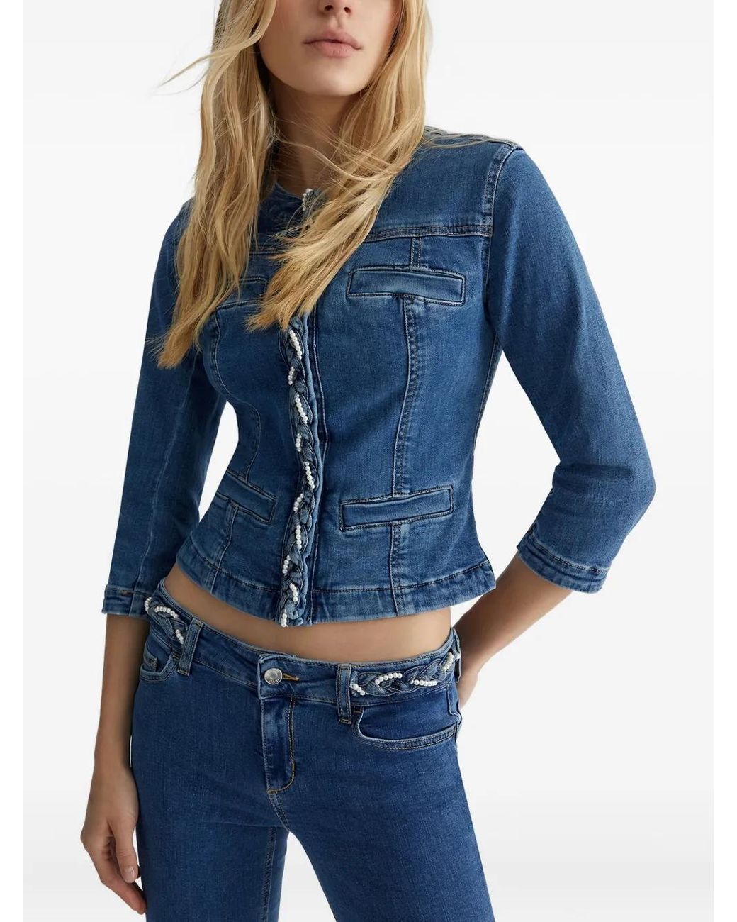 Liu Jo Blue Braid Denim Jacket