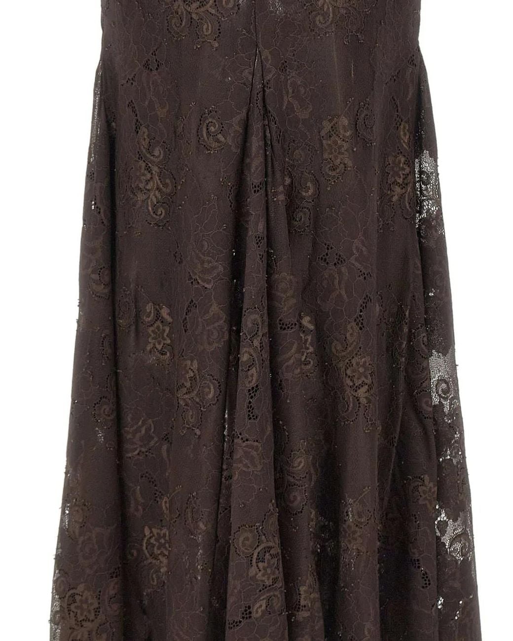 Herskind Brown Pelé Lace-Overlay Midi Skirt