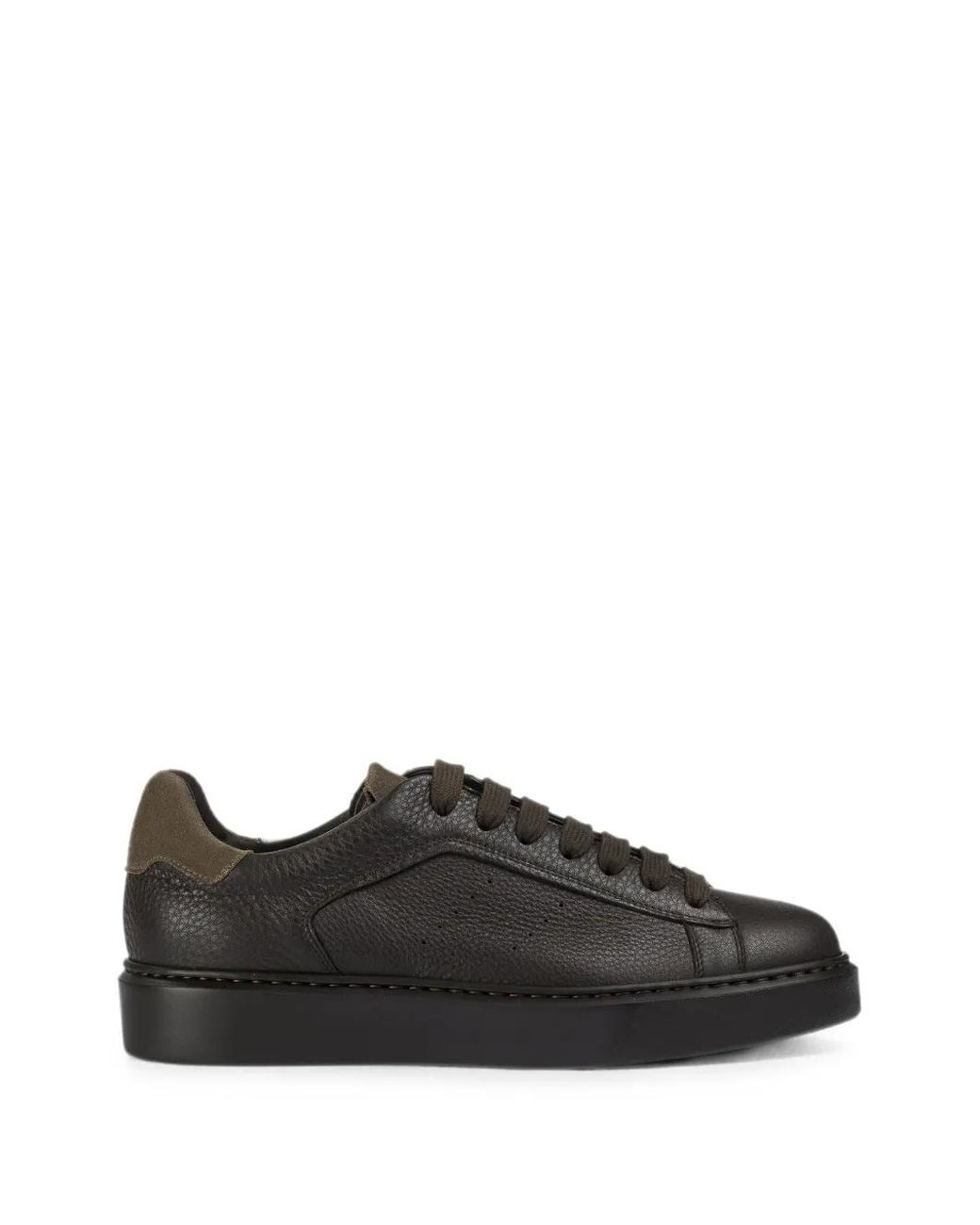 Doucal's Black Pebbled-Texture Low-Top Sneakers for men
