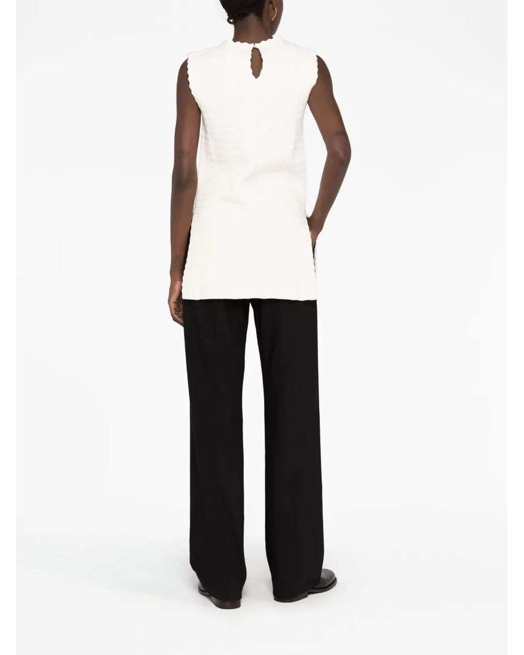 Jil Sander White Sleeveless Knitted Top