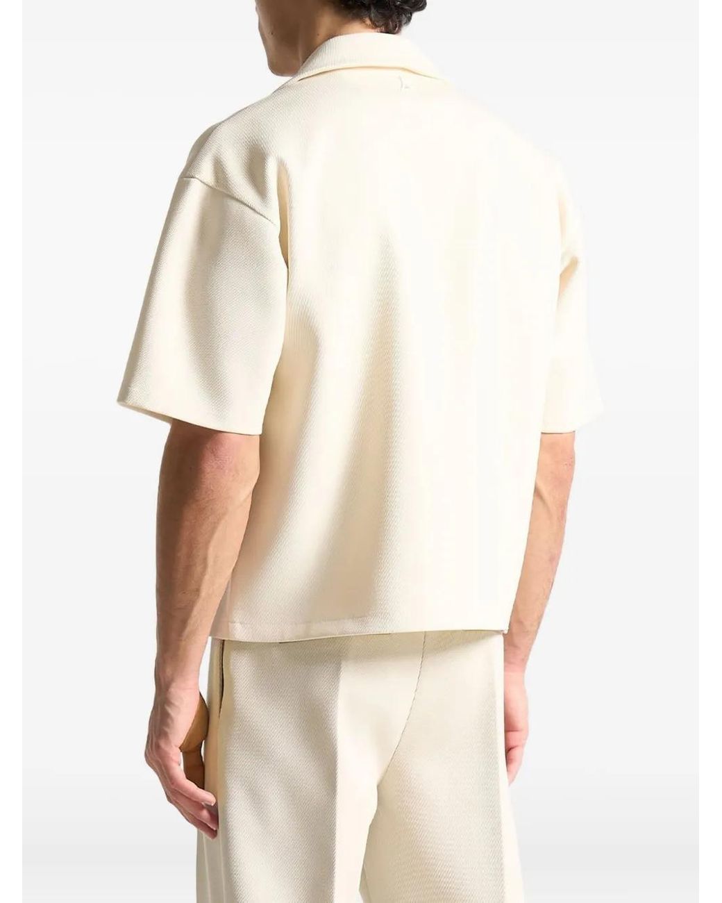 Manière De Voir White Abel Boxy Twill Double Breasted Shirt for men