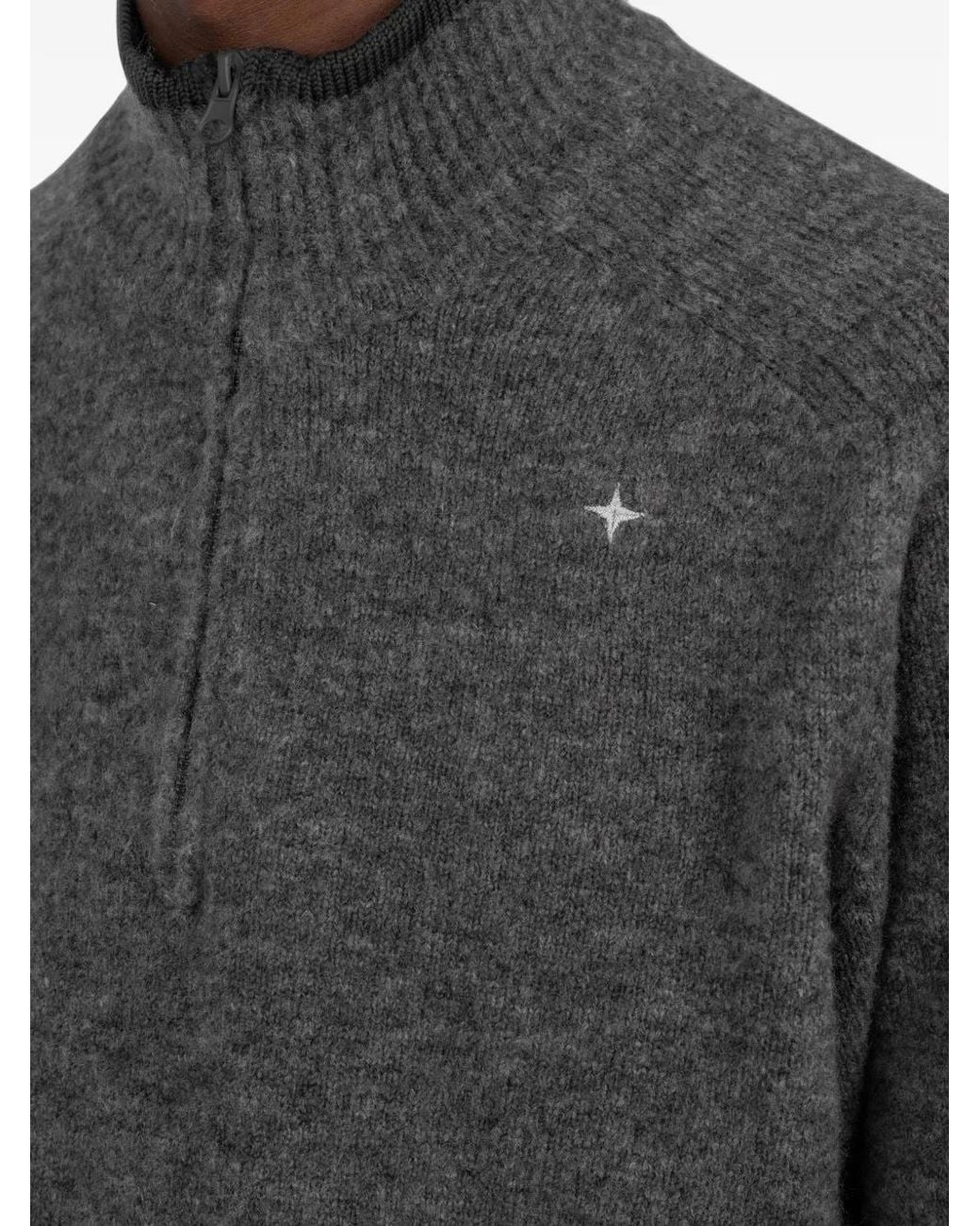 Stone Island Gray 5100026 Brushed-Wool_S.I. Stellina Sweater for men