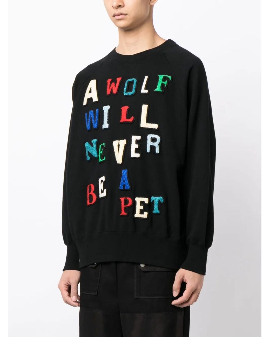 Undercover Black Patch-Lettering Cotton Sweatshirt for men