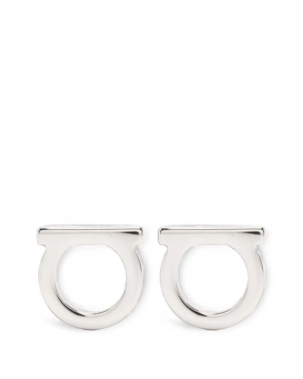 Ferragamo White Gancini Earrings