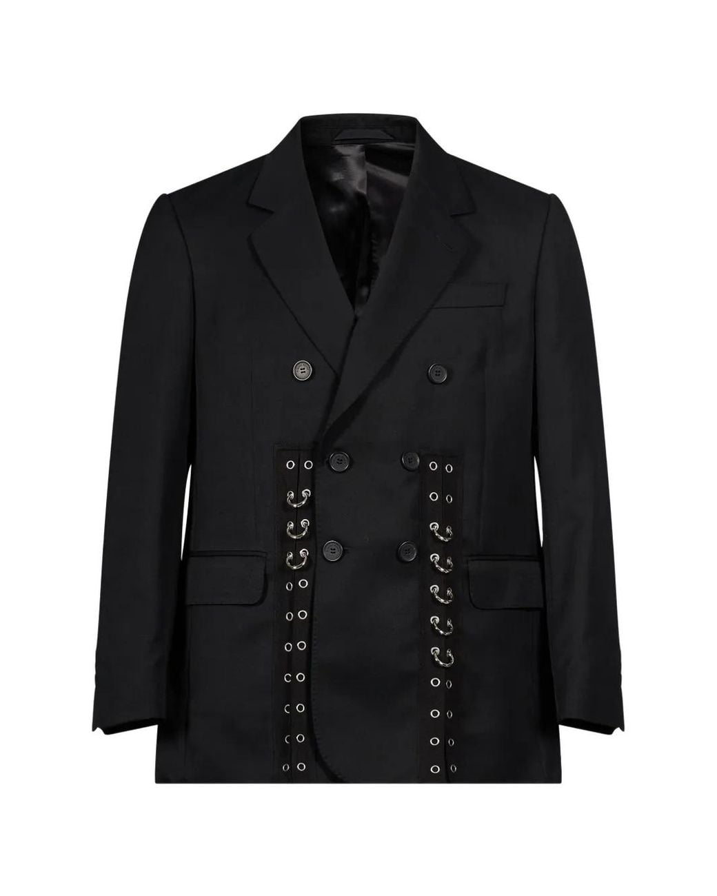 Simone Rocha Black Eyelet-Embellished Double-Breasted Blazer for men