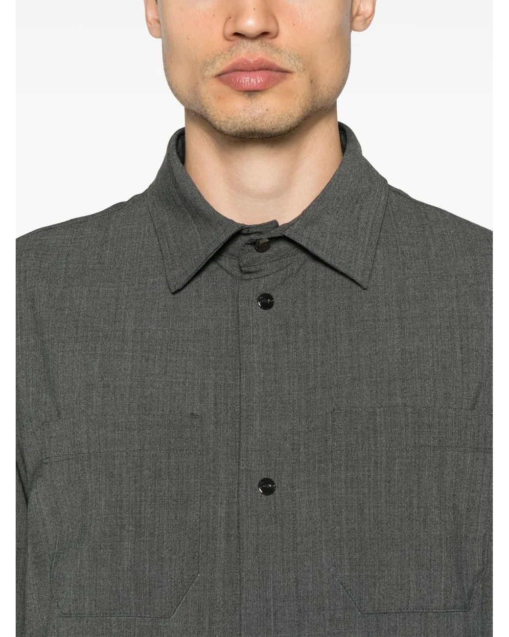 Herno Gray Interlock-Weave Shirt Jacket for men